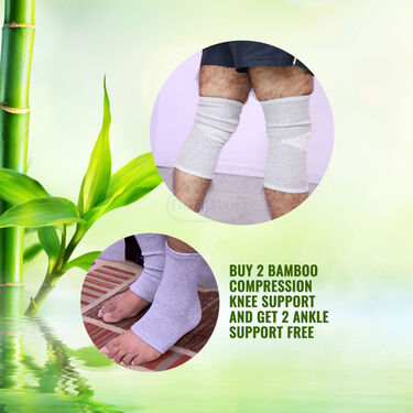 Buy 2 Bamboo Compression Knee Support + Get 2 Free Ankle Support (BKAS)