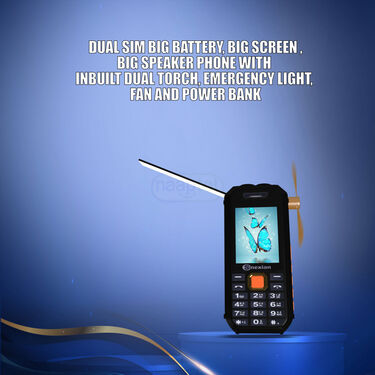 Dual Sim Big Battery Big Screen Big Speaker Phone With Inbuilt Dual Torch Emergency Light Fan And Power Bank (BOLD50K)