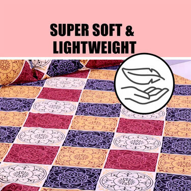 Multicolour Checks Double Bed Sheet Set (DBS10)