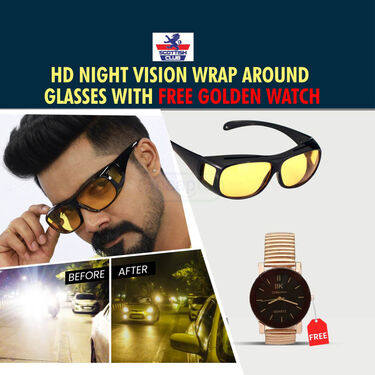 HD night Vision Wrap Around Glasses + FREE Golden Watch (NVW1)