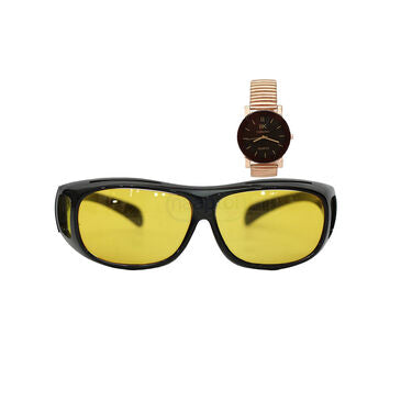 HD night Vision Wrap Around Glasses + FREE Golden Watch (NVW1)